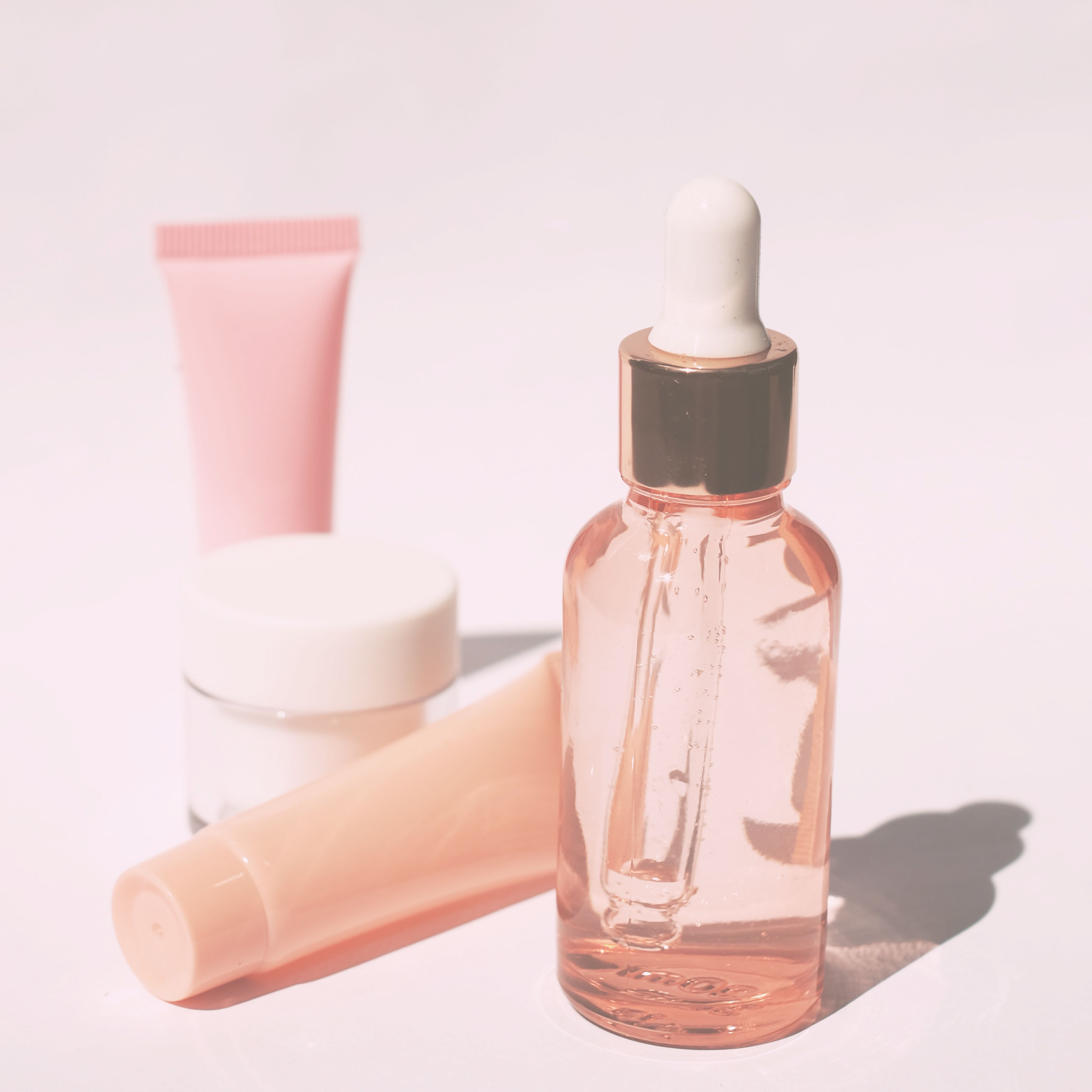 Clean beauty products laid out