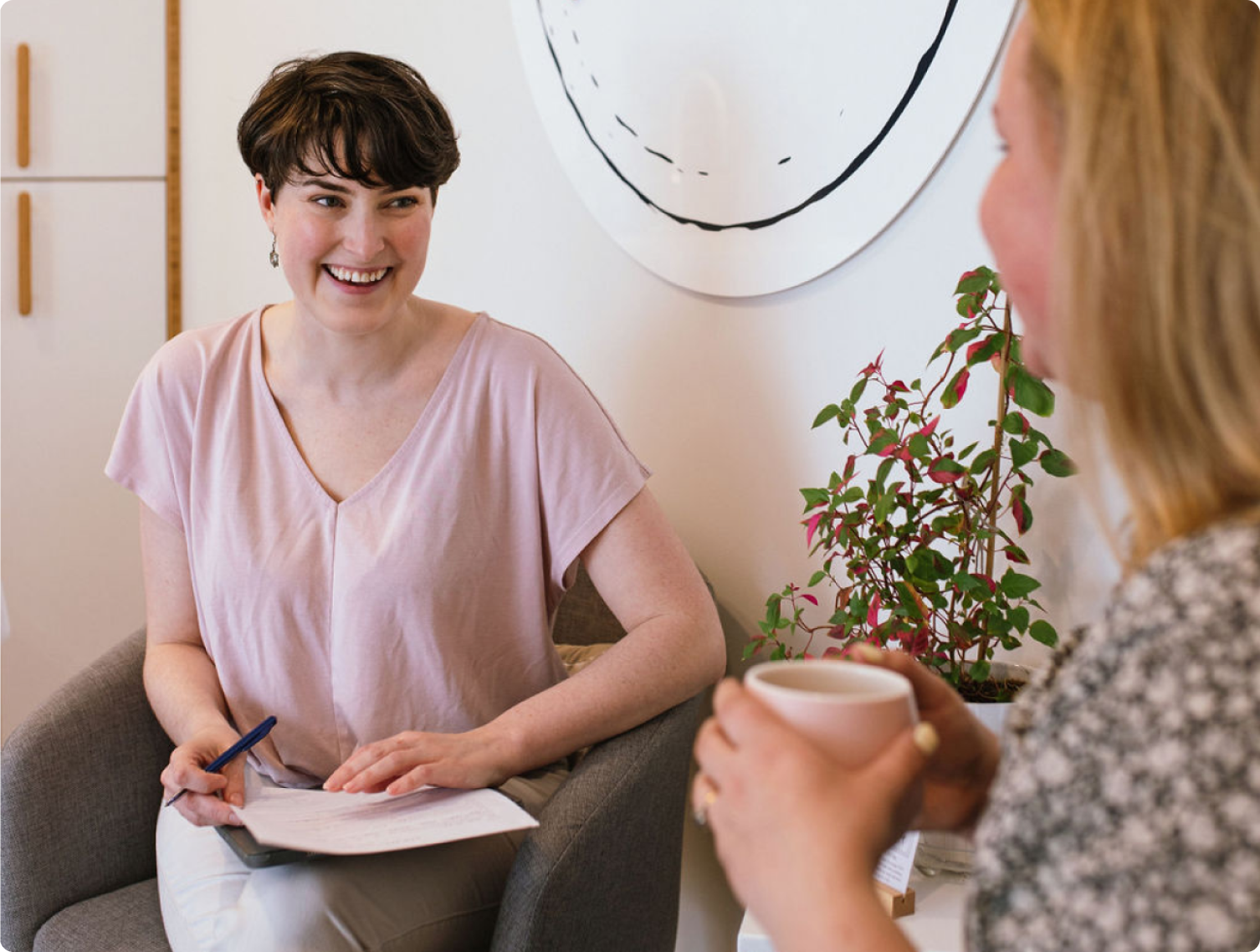 A one-to-one skin education session in The Cocoon.
